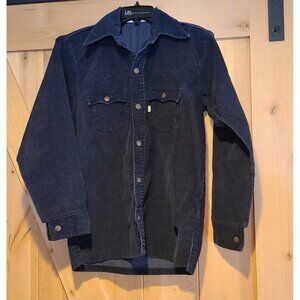 Vintage Levis White Tab Blue Corduroy Western Snap Button Shirt Youth L
